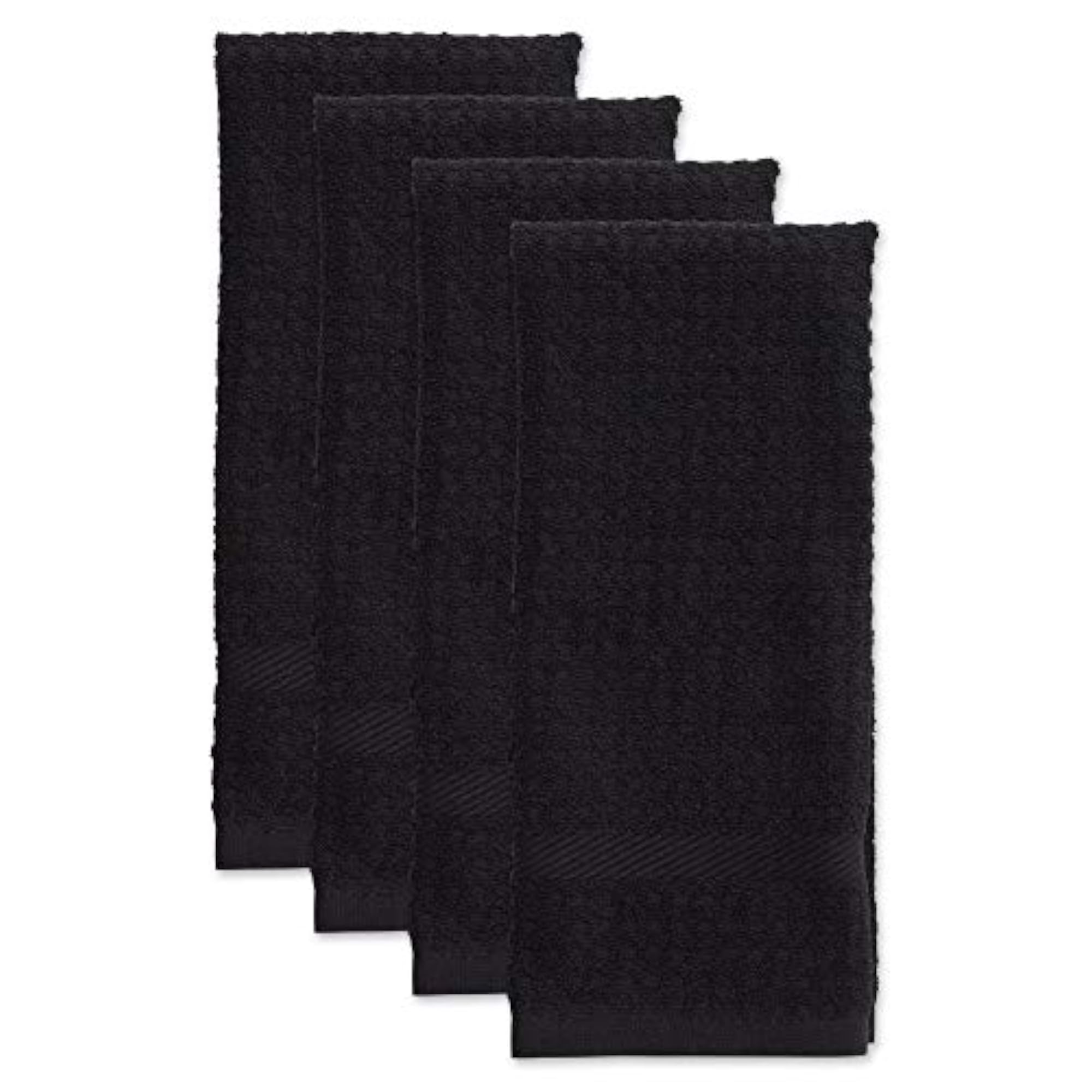 Waffle Terry Towel Black Set of 4